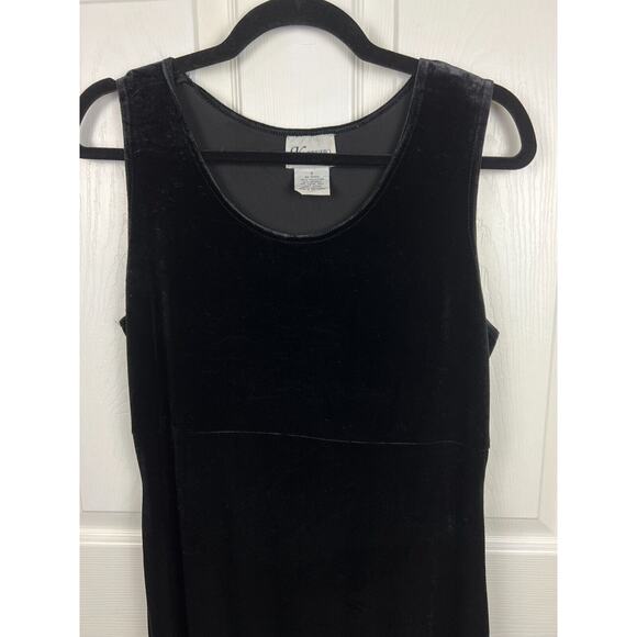 90s Black Velvet Sleeveless Maxi Dress Empire Cut Size 10 Evening Formal Gothic - Picture 4 of 6